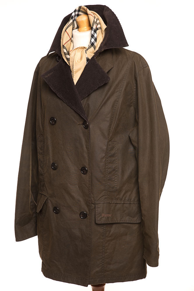 Barbour waxed coat Pea Coat 42 - Vintage Store