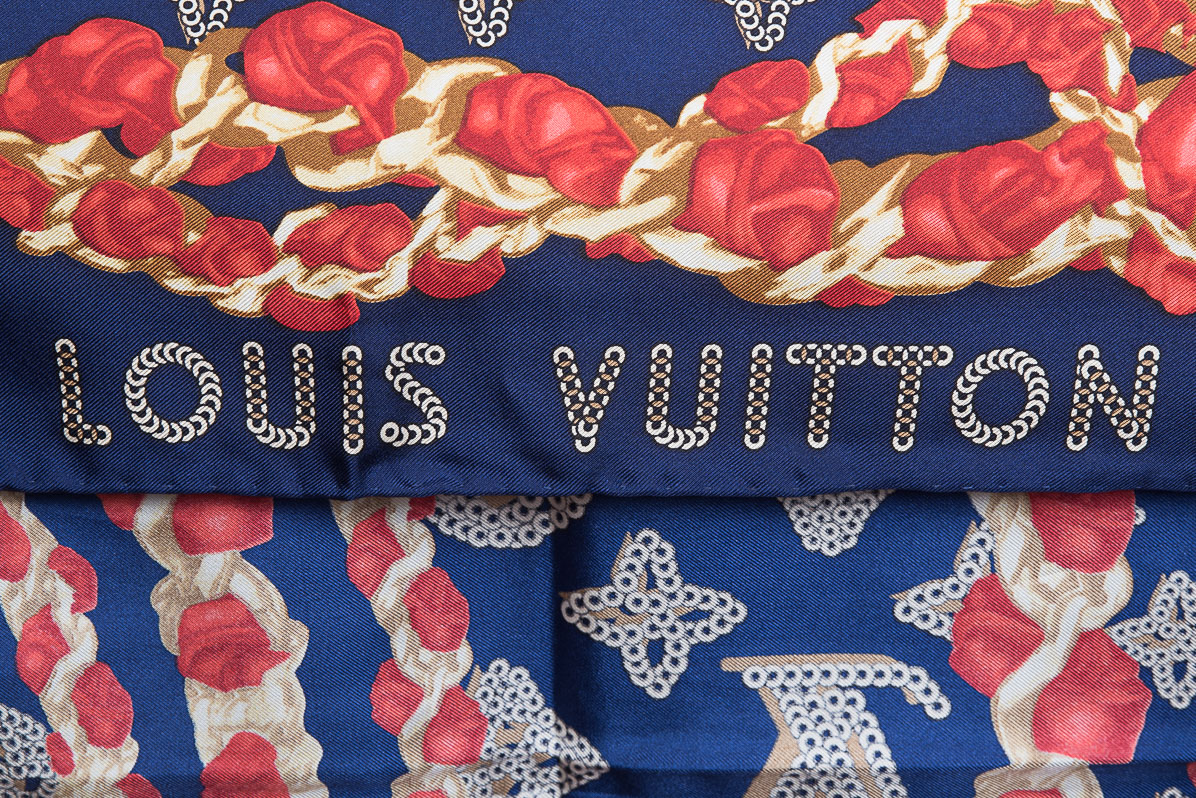 Vintage LOUIS VUITTON Silk Logo Scarf at 1stDibs