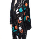 Płaszcz wieczorowy vintage lata 80-te koronka ze skórą one size (M-XL)
