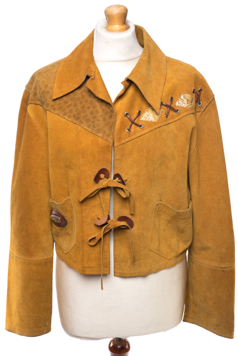 Kurtka skórzana zamszowa vintage w stylu Western M/L
