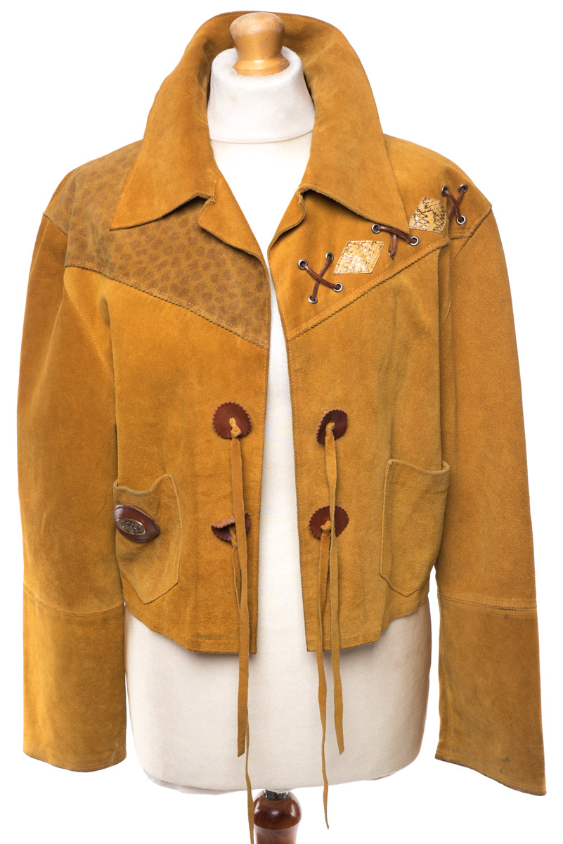 Kurtka skórzana zamszowa vintage w stylu Western M/L