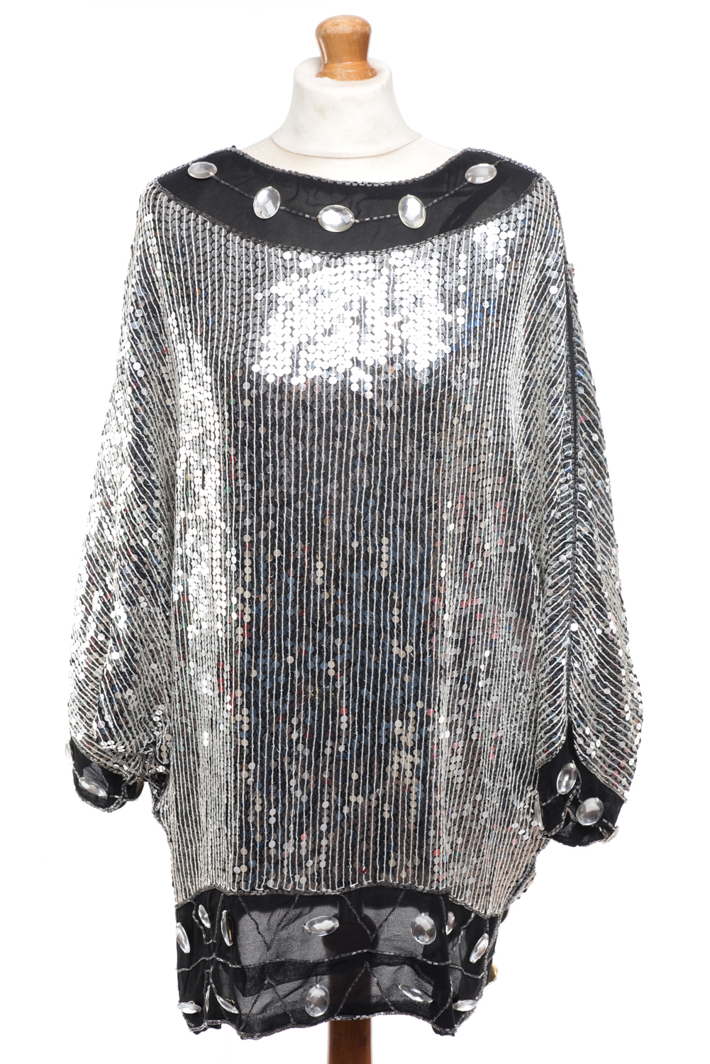 Top cekinowy/tunika vintage lata 80-te jedwabny M