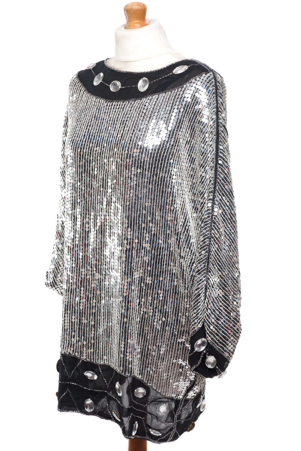 Top cekinowy/tunika vintage lata 80-te jedwabny M