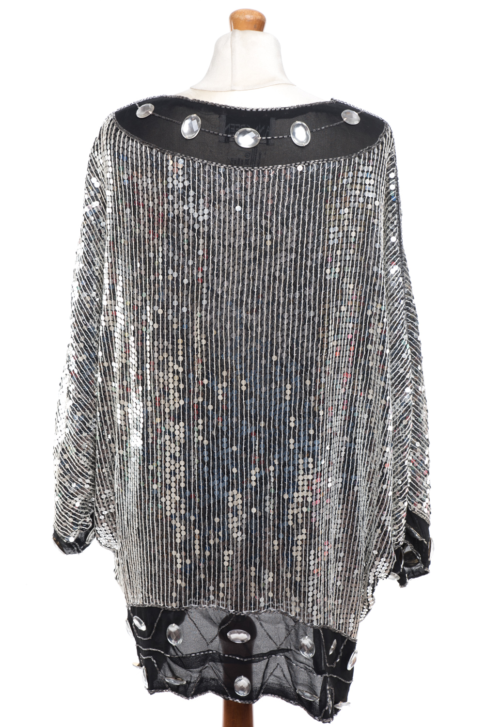 Top cekinowy/tunika vintage lata 80-te jedwabny M