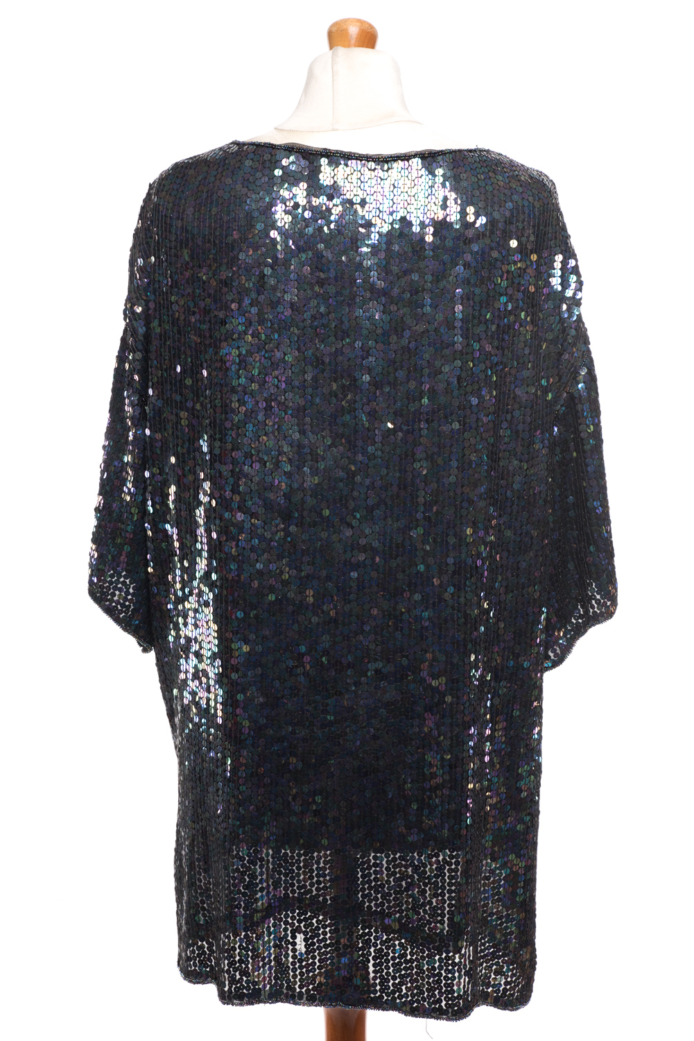 Top cekinowy jedwabny vintage lata 80-te M-XL oversize