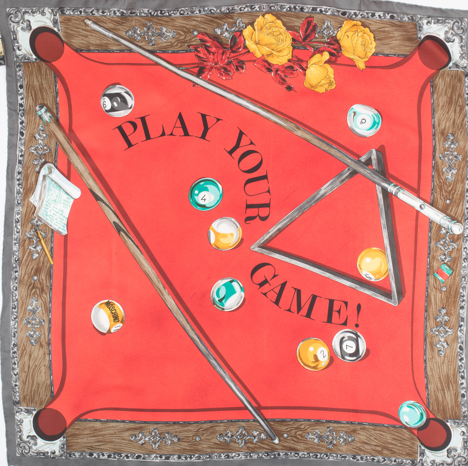 Apaszka jedwabna Moschino Larioseta Play Your Game