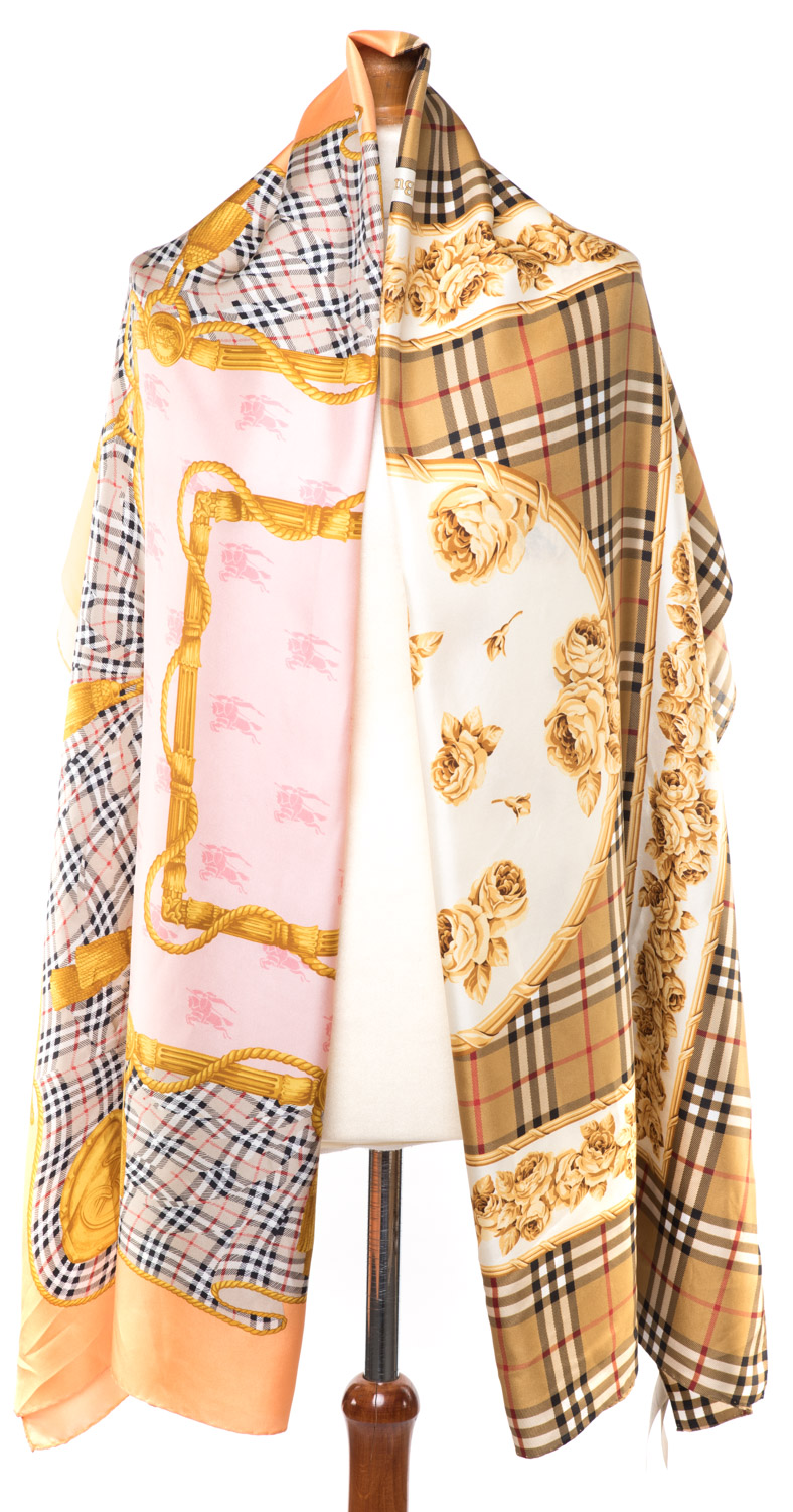 Apaszka jedwabna Burberry duża chusta pareo 193 x 95 cm
