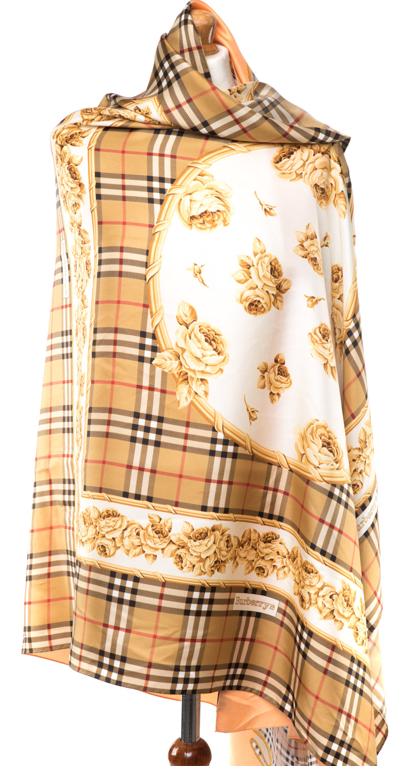 Apaszka jedwabna Burberry duża chusta pareo 193 x 95 cm