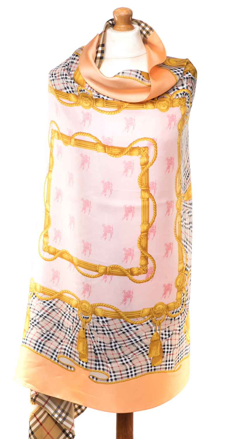 Apaszka jedwabna Burberry duża chusta pareo 193 x 95 cm