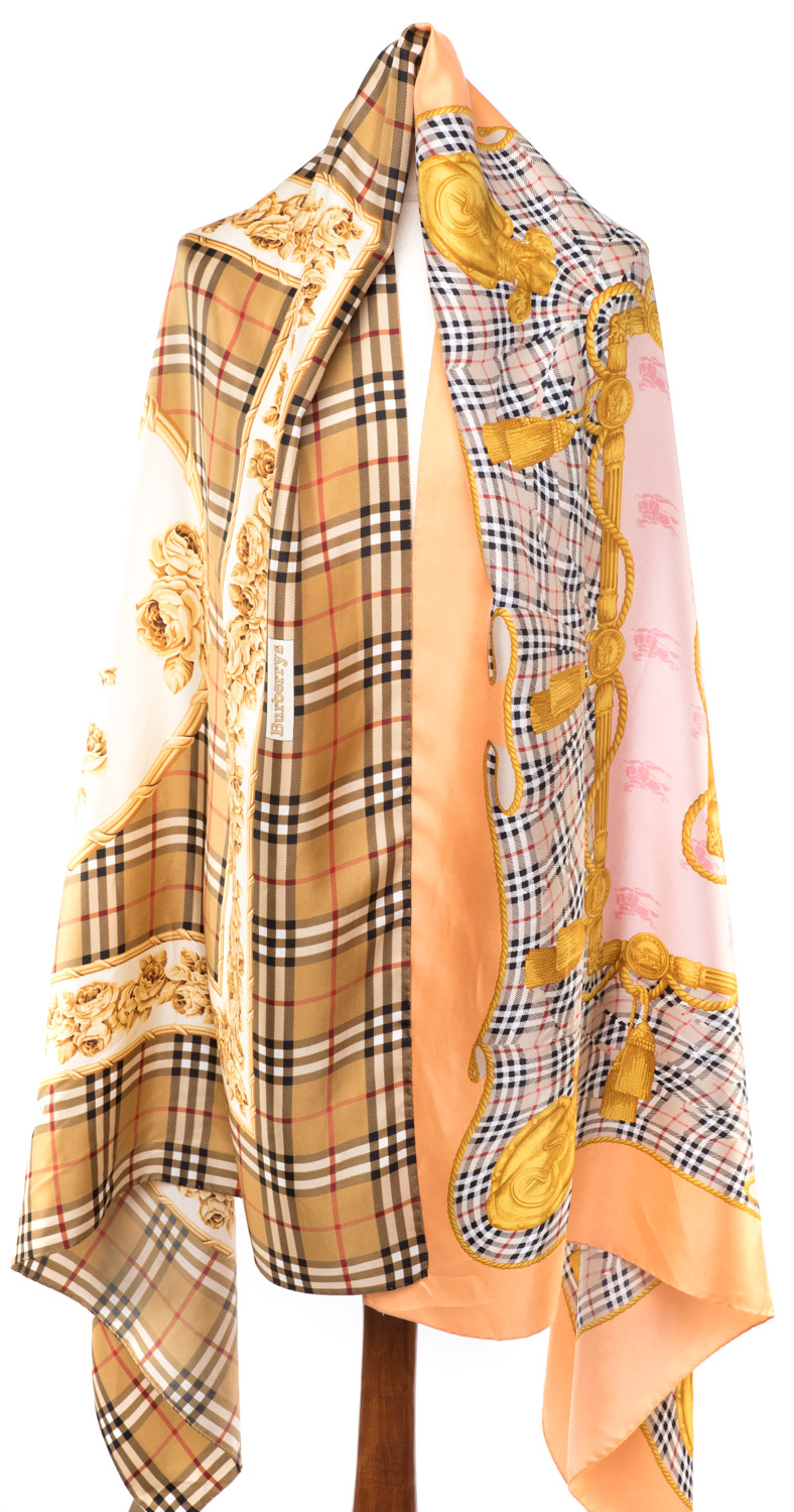 Apaszka jedwabna Burberry duża chusta pareo 193 x 95 cm