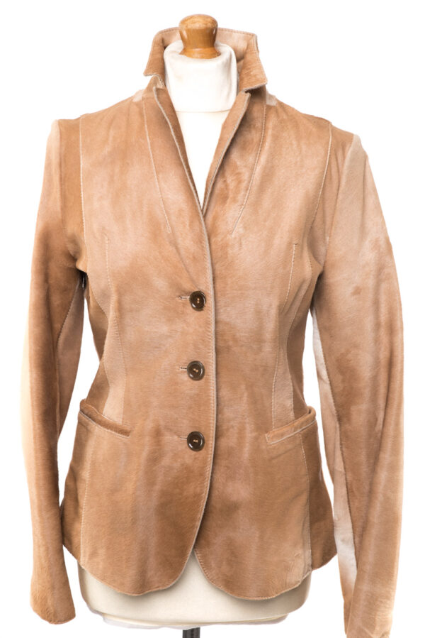 Kurtka skórzana z włosiem/żakiet Hugo Boss pony hair 36/38 (S/M)