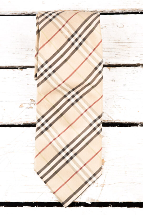 Krawat jedwabny Burberry London Nova Check vintage