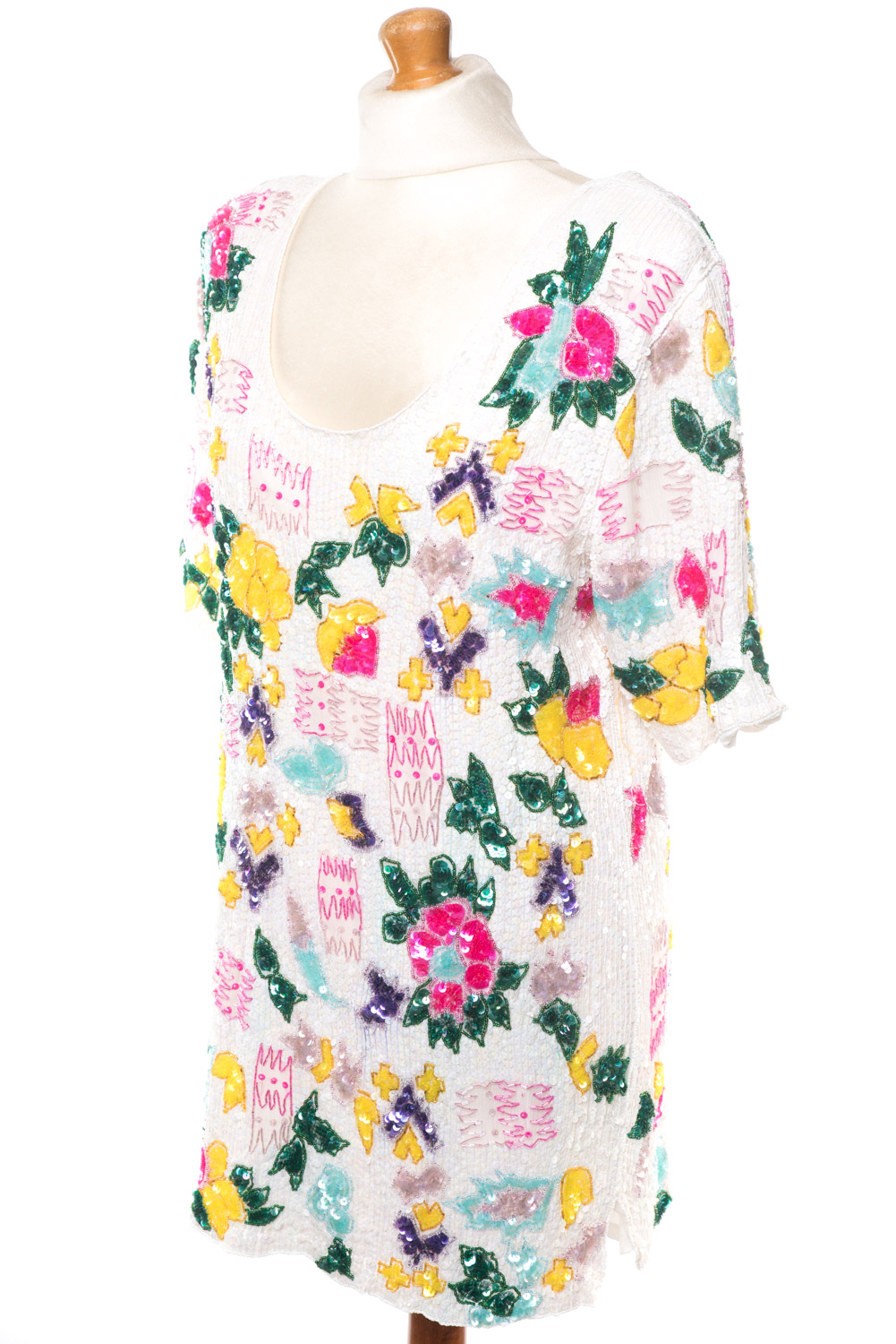 Top cekinowy/tunika vintage lata 80-te jedwabny M/L