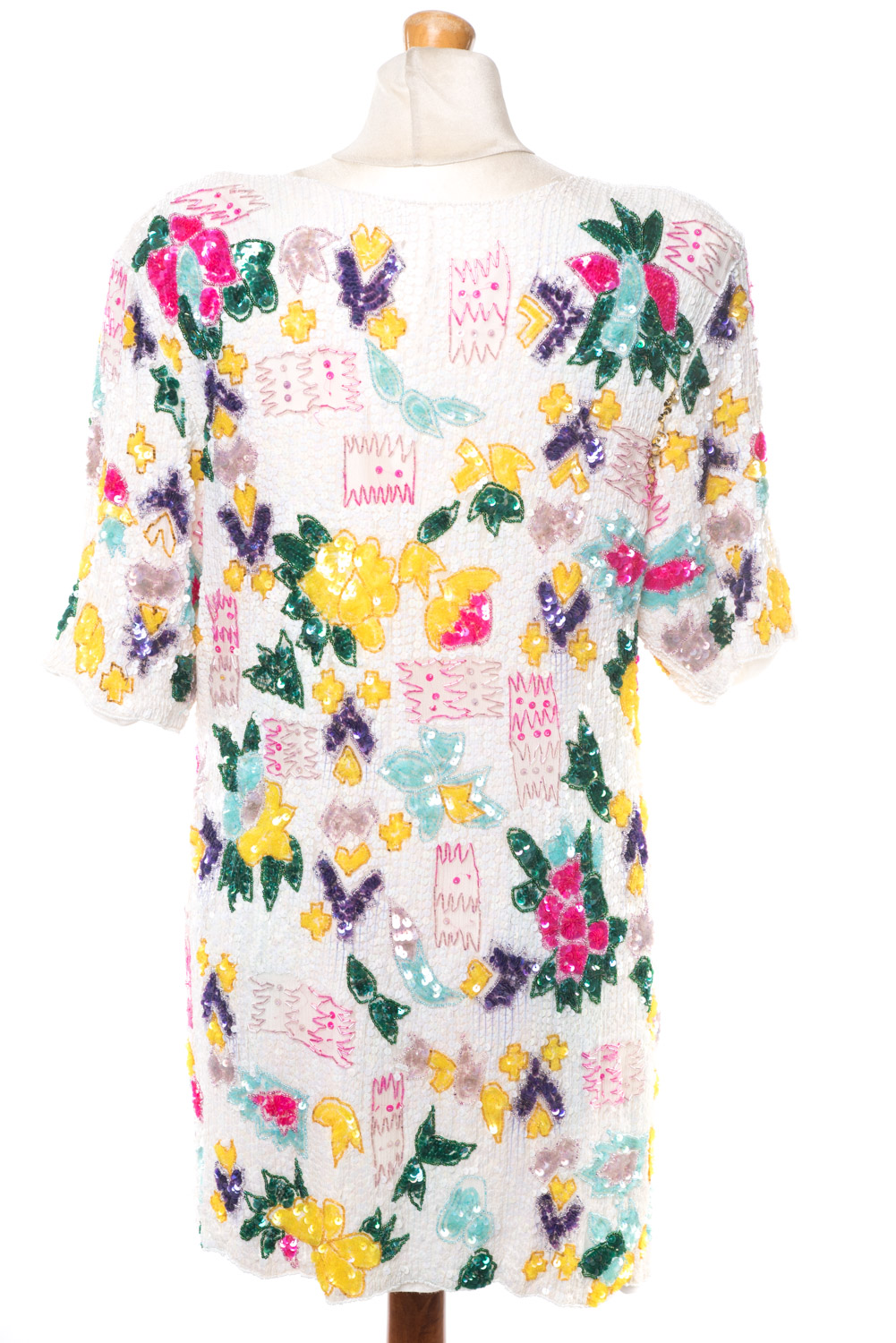 Top cekinowy/tunika vintage lata 80-te jedwabny M/L