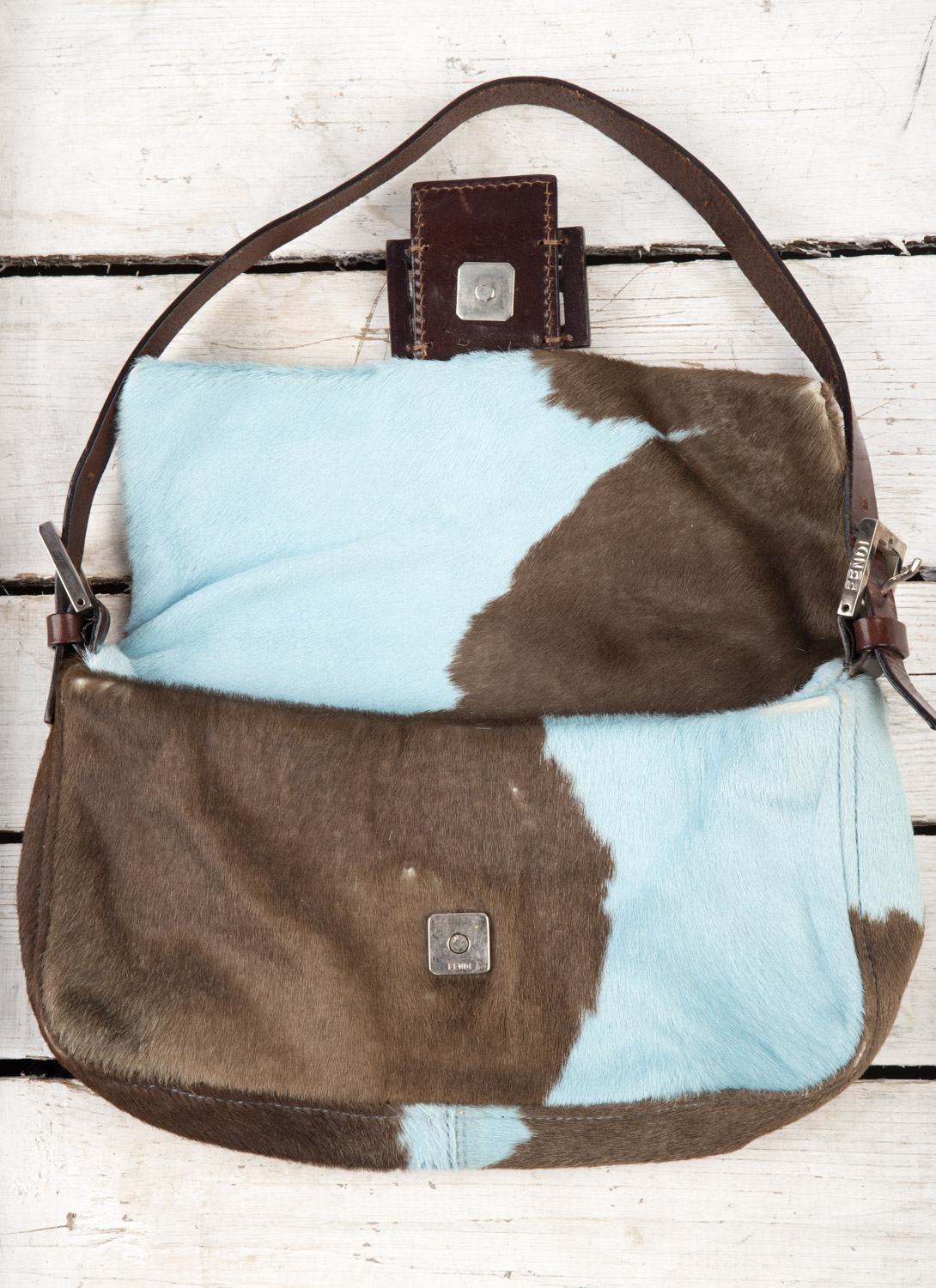 Torebka Fendi vintage lata 90-te pony hair (blue cow print calfskin)